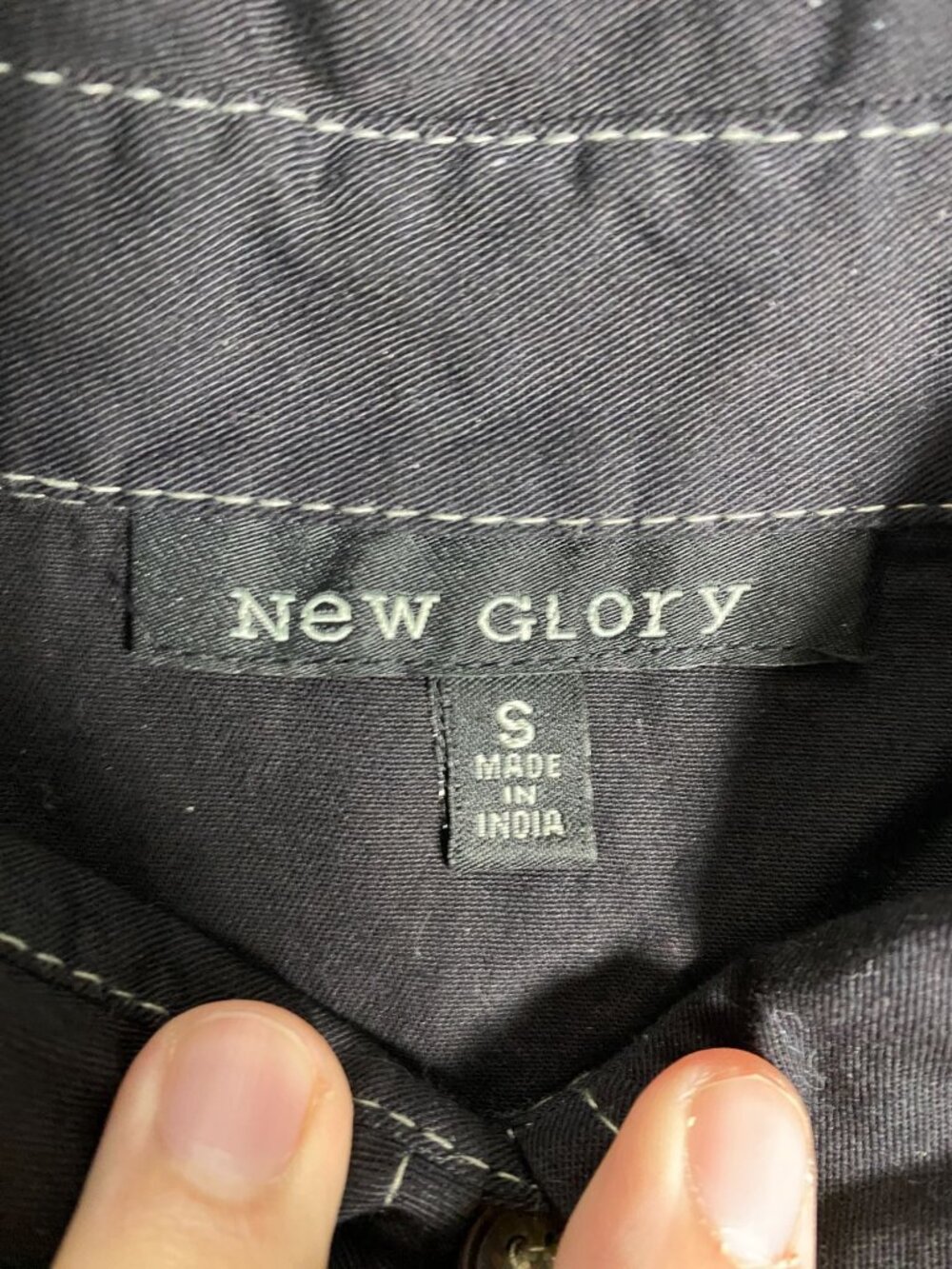 New Glory Black Shirt Dress Belt Short Sleeves Button Front Cotton Fabric S - Picture 4 of 8